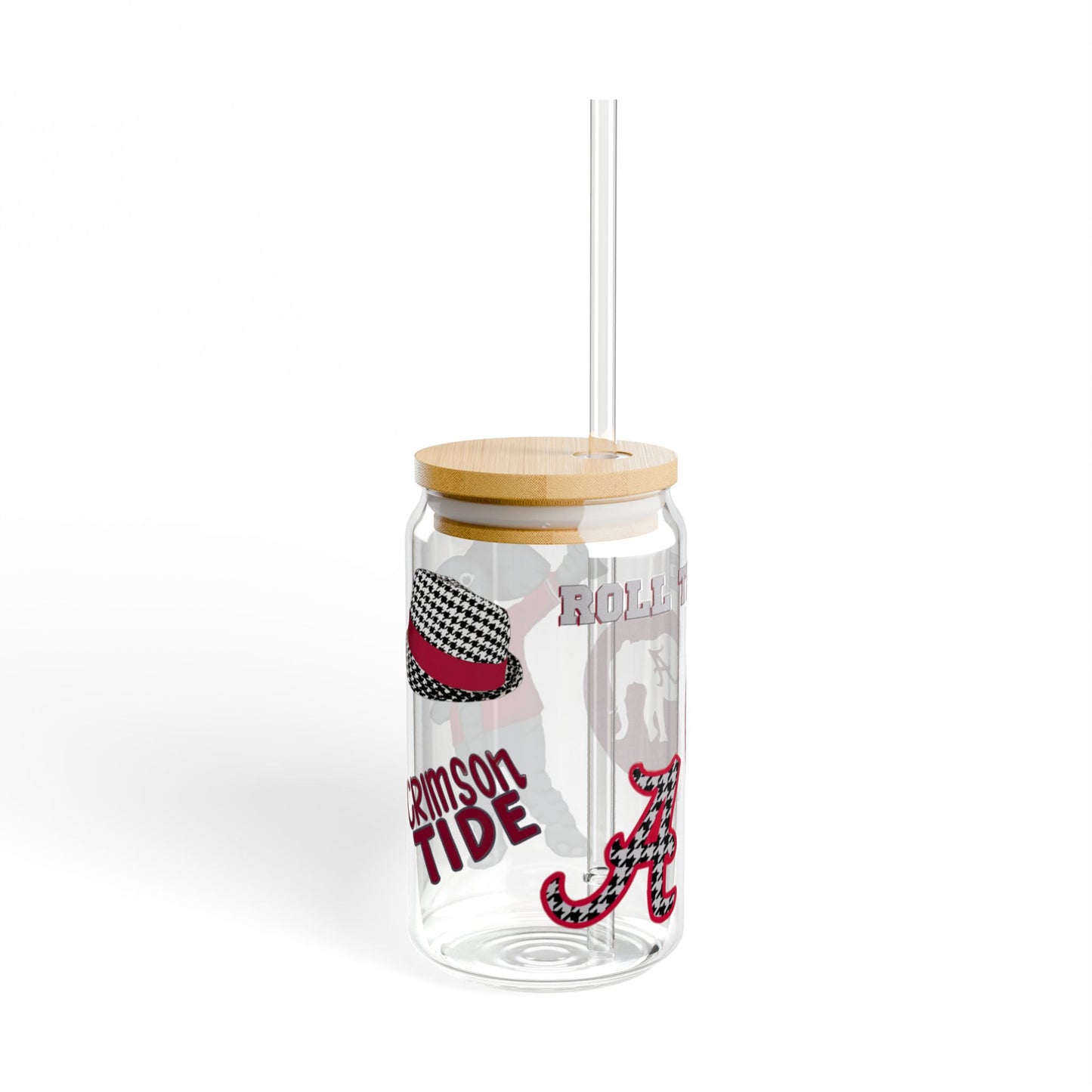 Crimson Tide Sipper Glass, 16oz | Alabama Fan Gift, Sports Drinkware, Summer Hydration, College Spirit, BBQ Fun