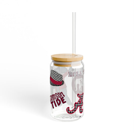 Crimson Tide Sipper Glass, 16oz | Alabama Fan Gift, Sports Drinkware, Summer Hydration, College Spirit, BBQ Fun