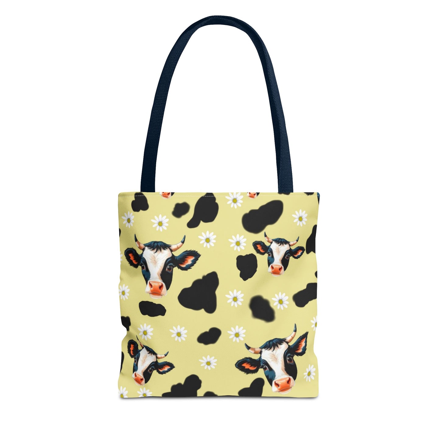 Cow Print Tote Bag, Cute Animal Lover Gift, Floral Cow AOP Bag, Cow-Themed Market Tote, Farmhouse Style Eco-Friendly Bag