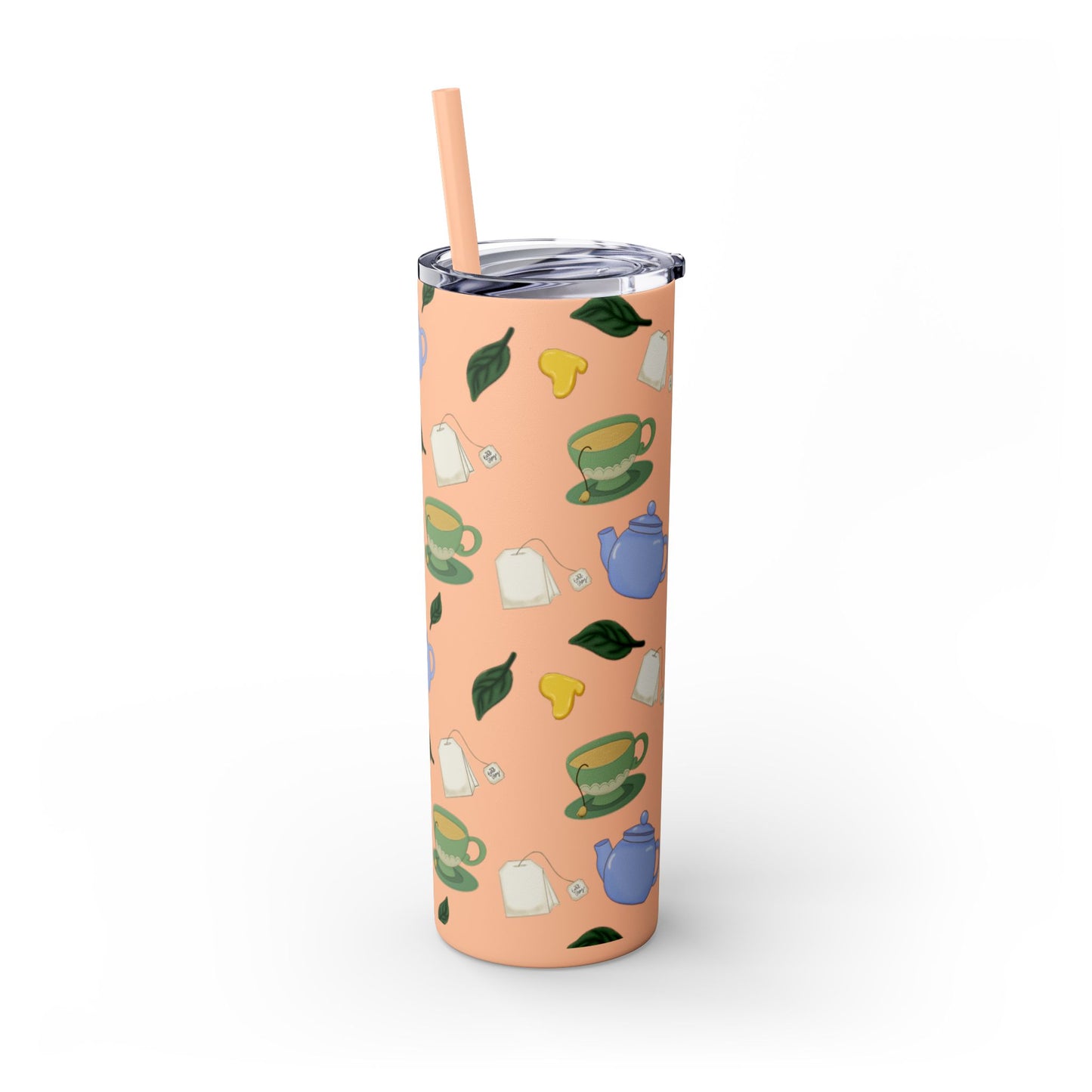 Charming Tea Themed Tumbler, Stylish Drinkware for Tea Lovers, Perfect for Gifts, Home, Travel, Eco-Friendly Beverage Container