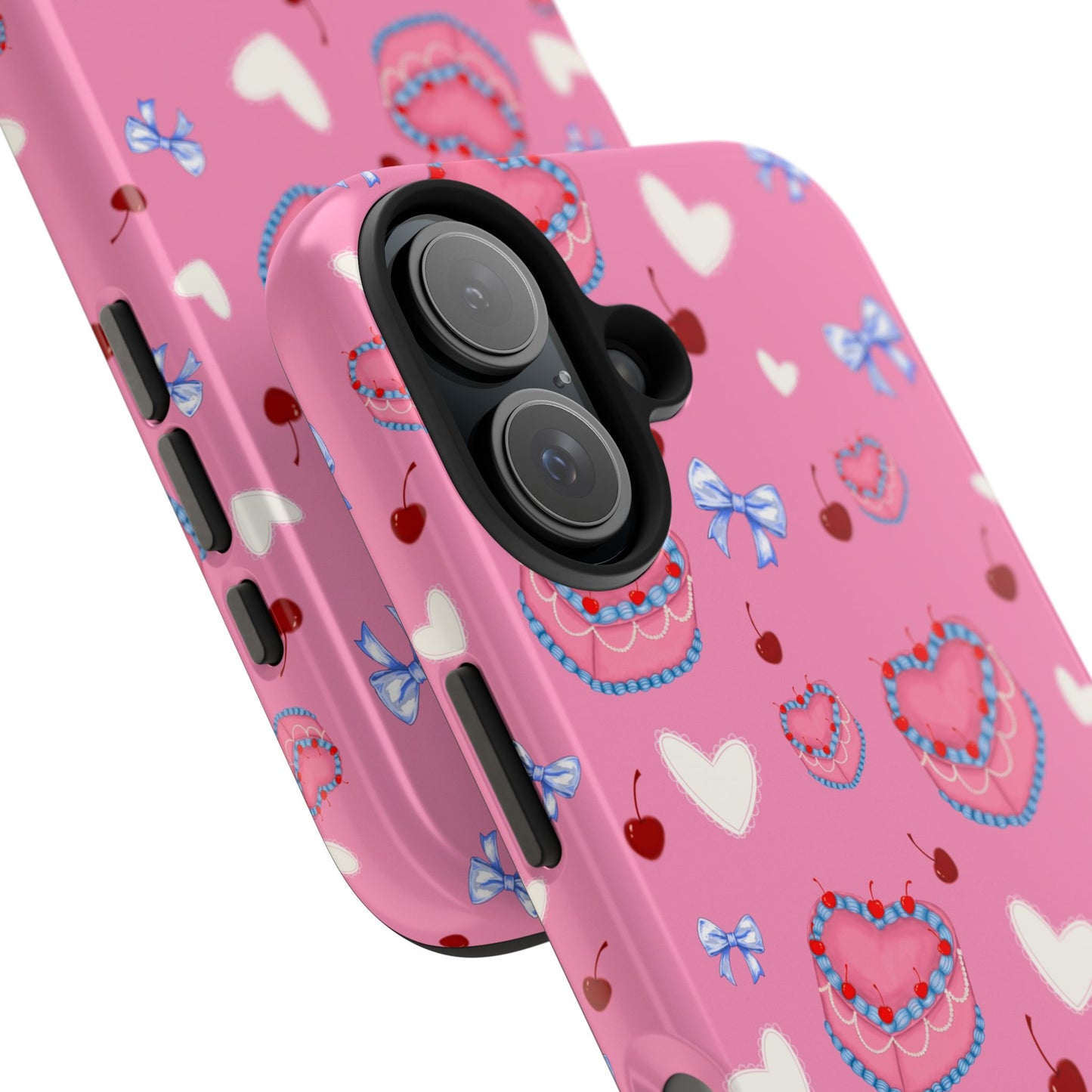 Hearts and Cake Patterned Phone Cases with Bow and Cherry Designs, Durable Phone Cover, Trendy Gift for Teens, Stylish Accessory, Perfect for [...]