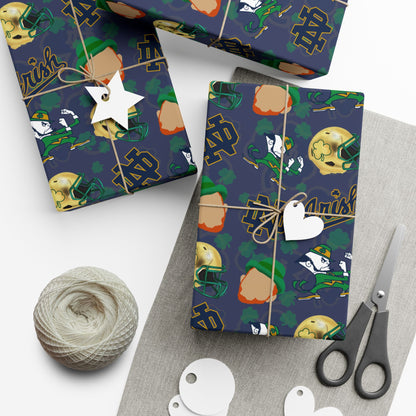 Notre Dame Fighting Irish Gift Wrap Paper – College Football Themed Wrapping Sheets