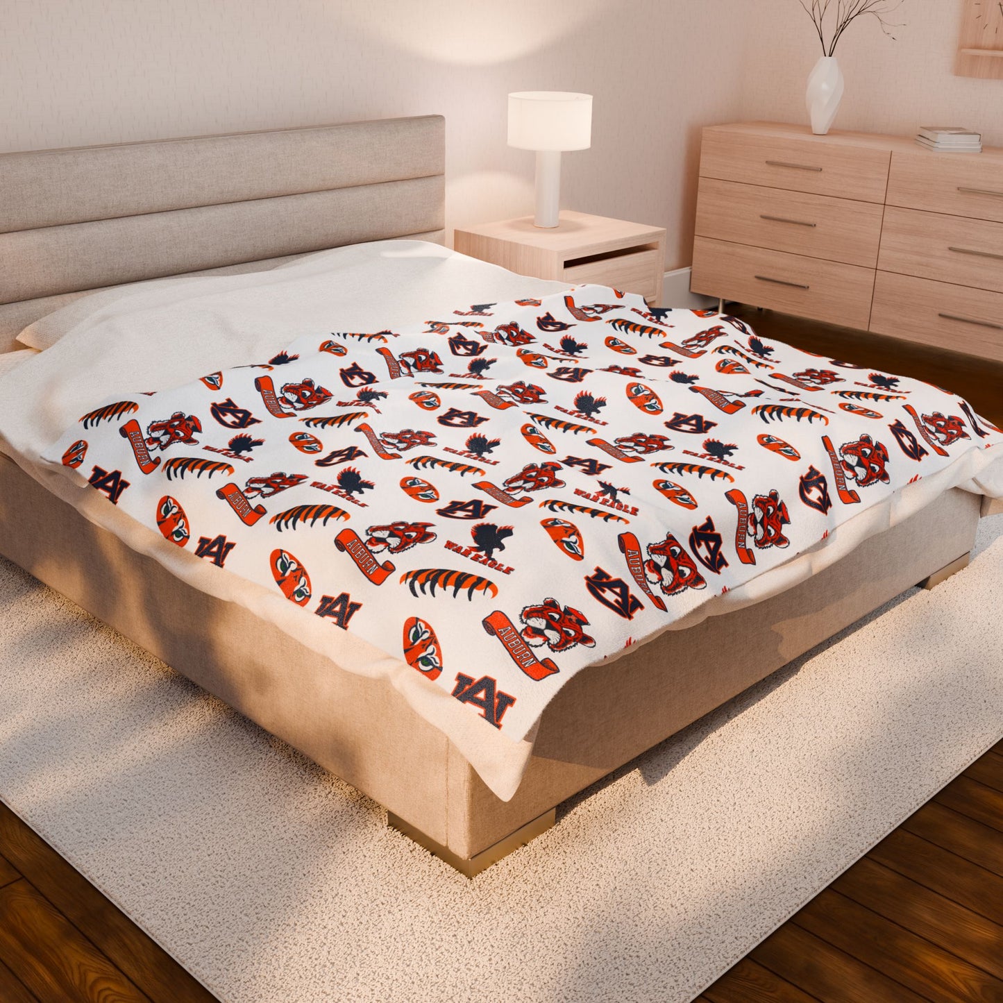 Auburn Tigers Velveteen Plush Blanket - Perfect for Game Day, Dorm Decor, Gift, Home Essentials, Soft Throw
