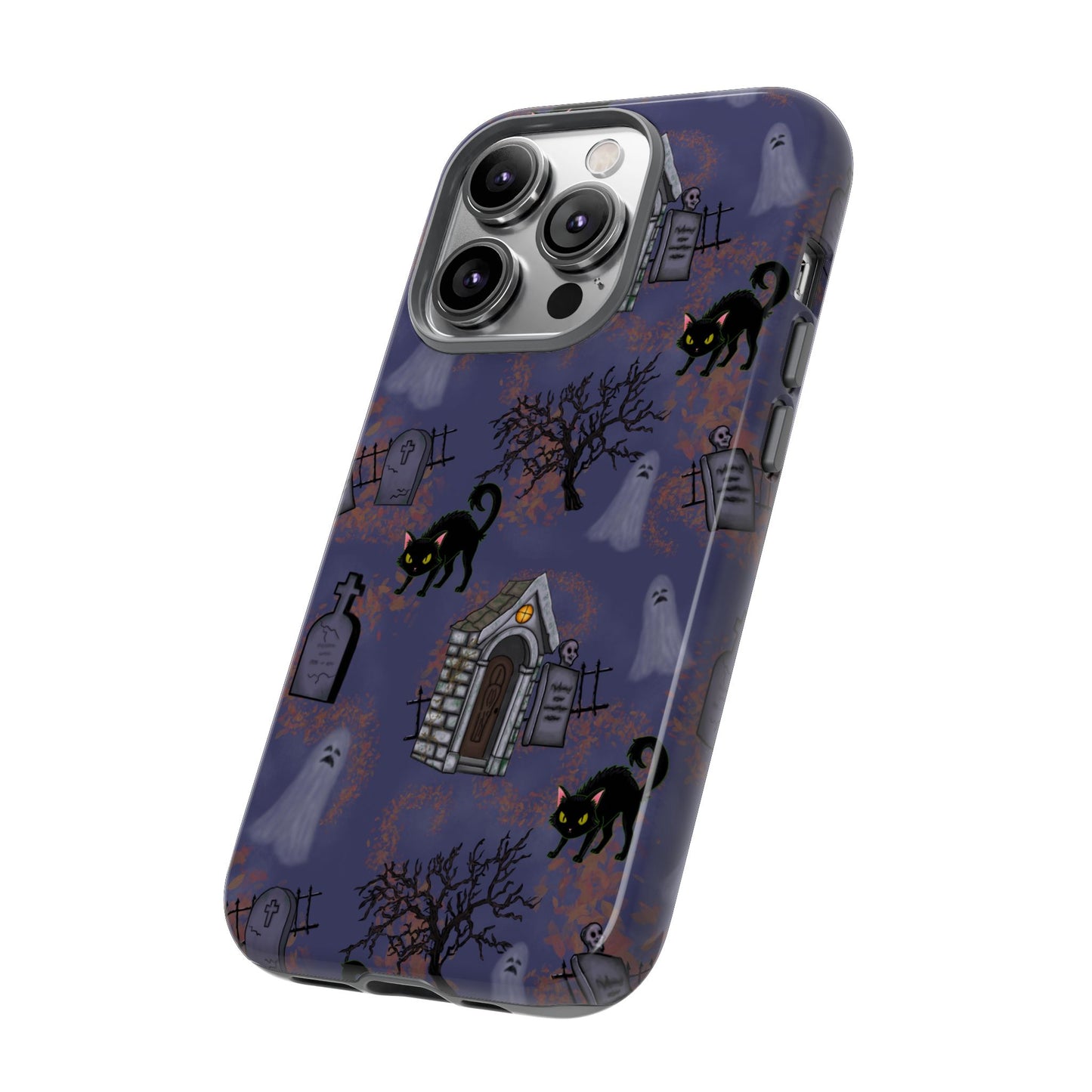 Halloween Phone Case, Spooky Cat Design, Tough Phone Cover, Gift for Cat Lovers, Fall Decor, Halloween Accessories