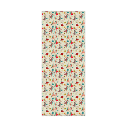 Mid-Century Holiday Gift Wrap Paper – Retro Christmas Dancers & “Merry and Bright” Pattern