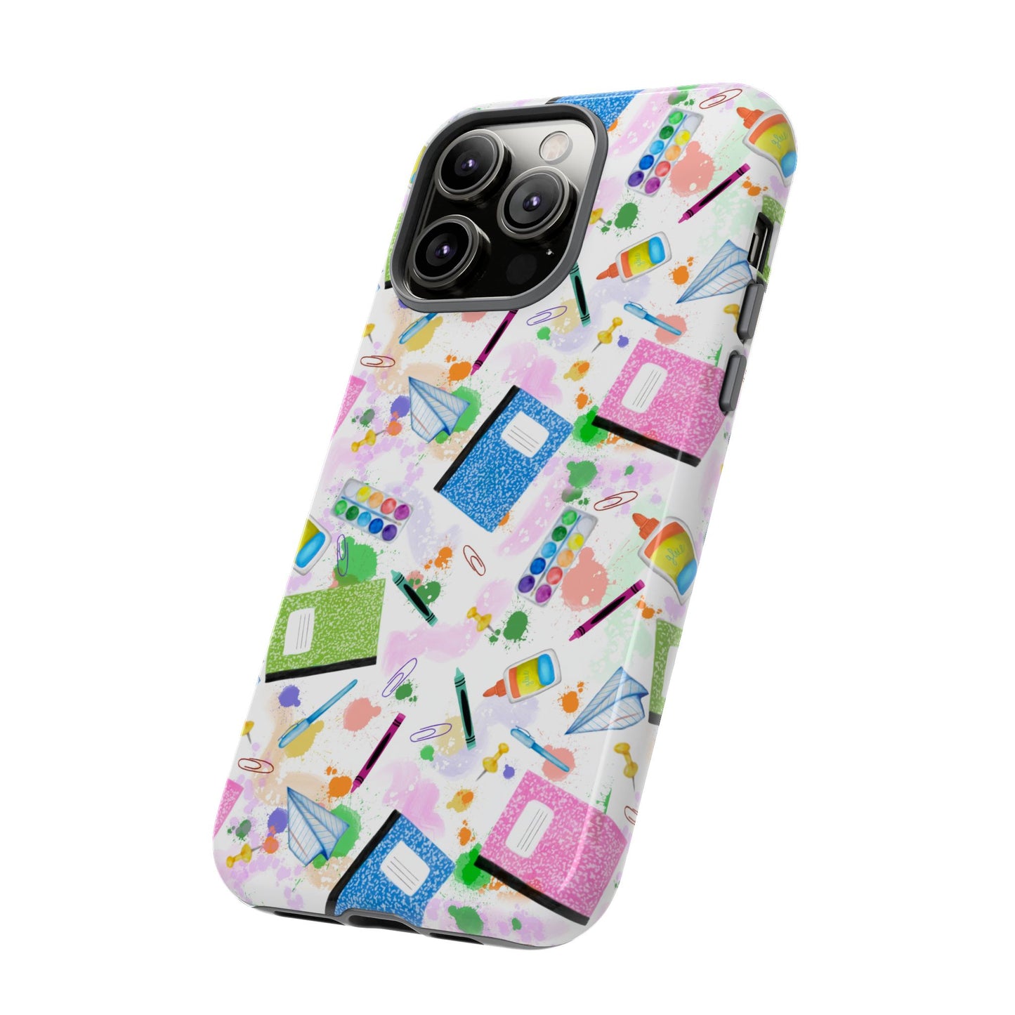 Colorful Art-Themed Phone Case, Cute Creative Gift for Artists, Unique Mobile Cover, Fun School Supplies Case, Bright Art Supplies Design
