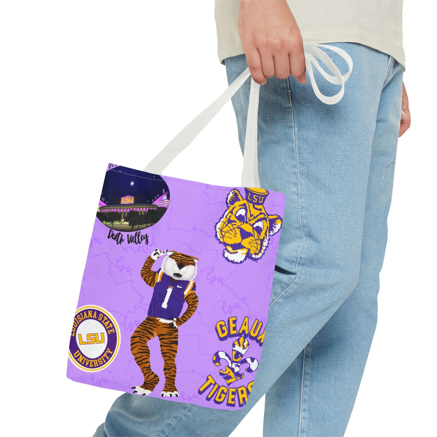 LSU Spirit Tote Bag, Purple Graphic Tote, College Pride Bag, Everyday Essentials, Game Day Tote, Unique Gifts for Students