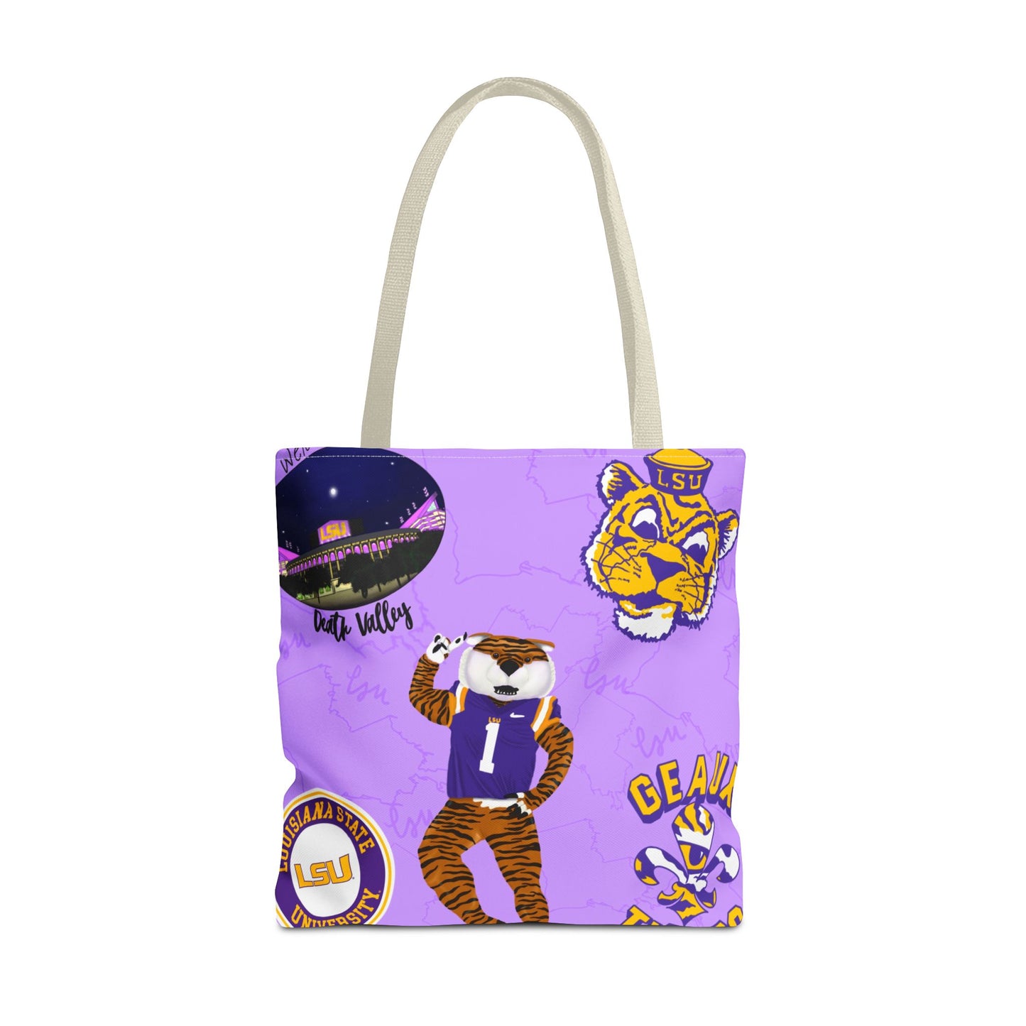 LSU Spirit Tote Bag, Purple Graphic Tote, College Pride Bag, Everyday Essentials, Game Day Tote, Unique Gifts for Students