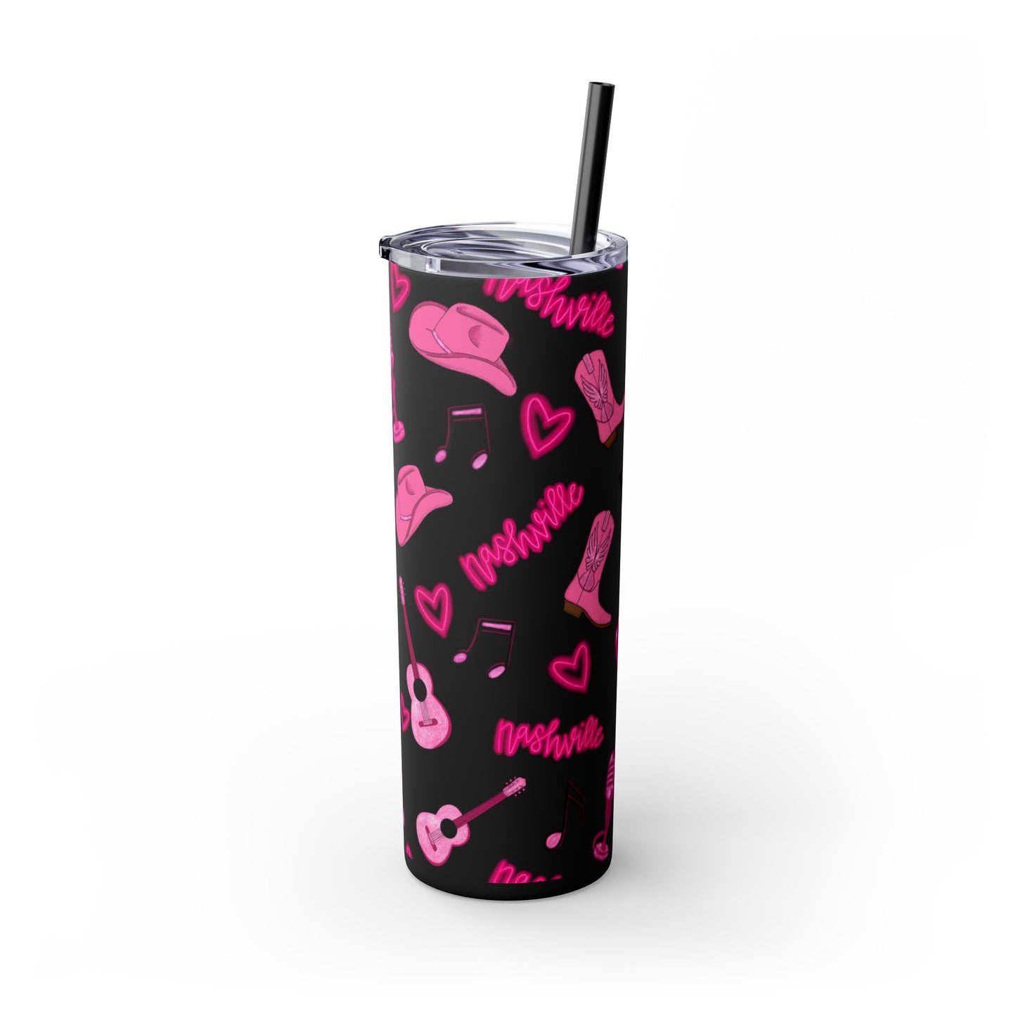 Pink Nashville Themed Skinny Tumbler | 20oz Drink Cup for Concerts, Parties, Gifts, Festivals, or Daily Use