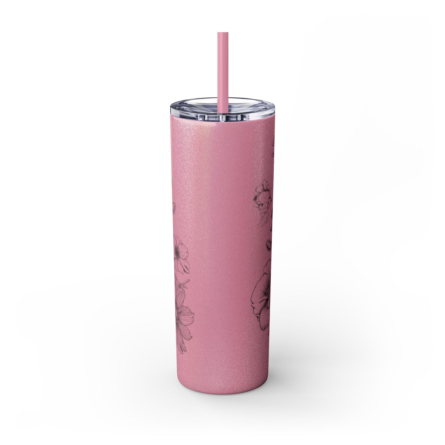 Floral Skinny Tumbler, Elegant Flower Design Drinkware, Perfect for Weddings, Gifts, or Everyday Use