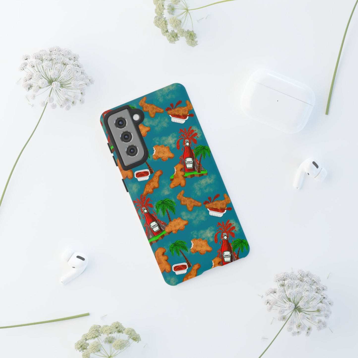Dino Nuggets Phone Case - Tropical Vibes & Humor, Perfect Gift for Friends, Summer BBQ, Beach Lovers, Unique Accessory, Tough Cases
