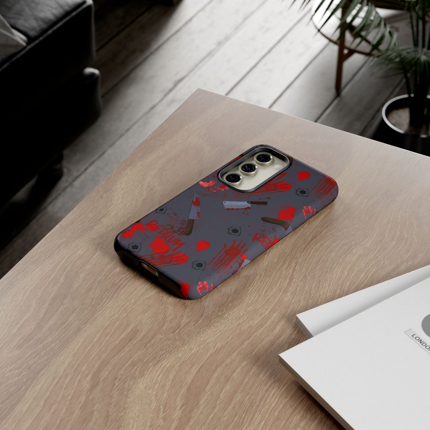Blood Splatter Phone Case, Tough Case for Horror Fans, Halloween Accessory, Unique Gift for Gamers, Spooky Phone Cover