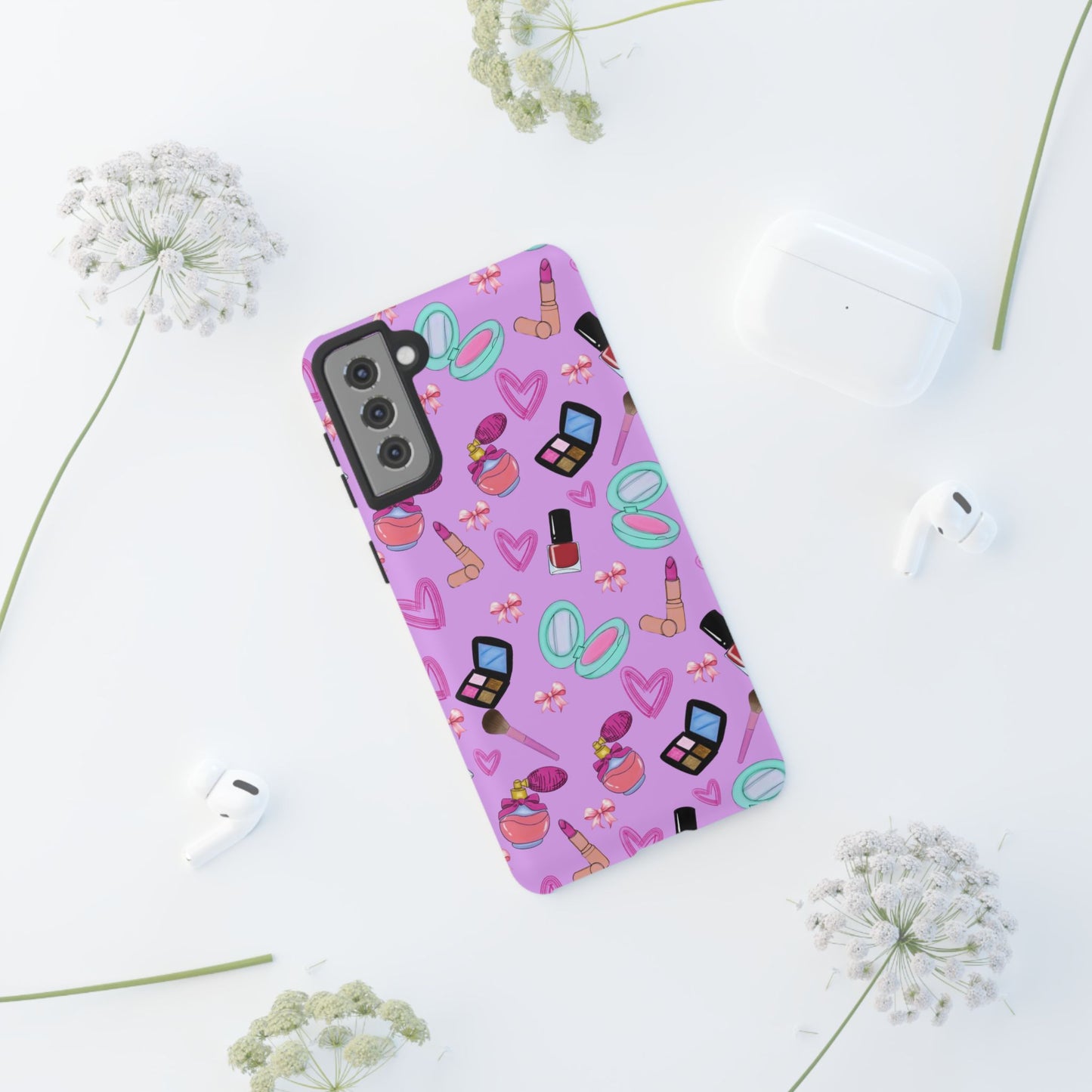 Cute Makeup Phone Case, Tough Cases, Cosmetic Lover Gift, Makeup Junkie Accessory, Beauty Phone Cover, Fun Design for Her