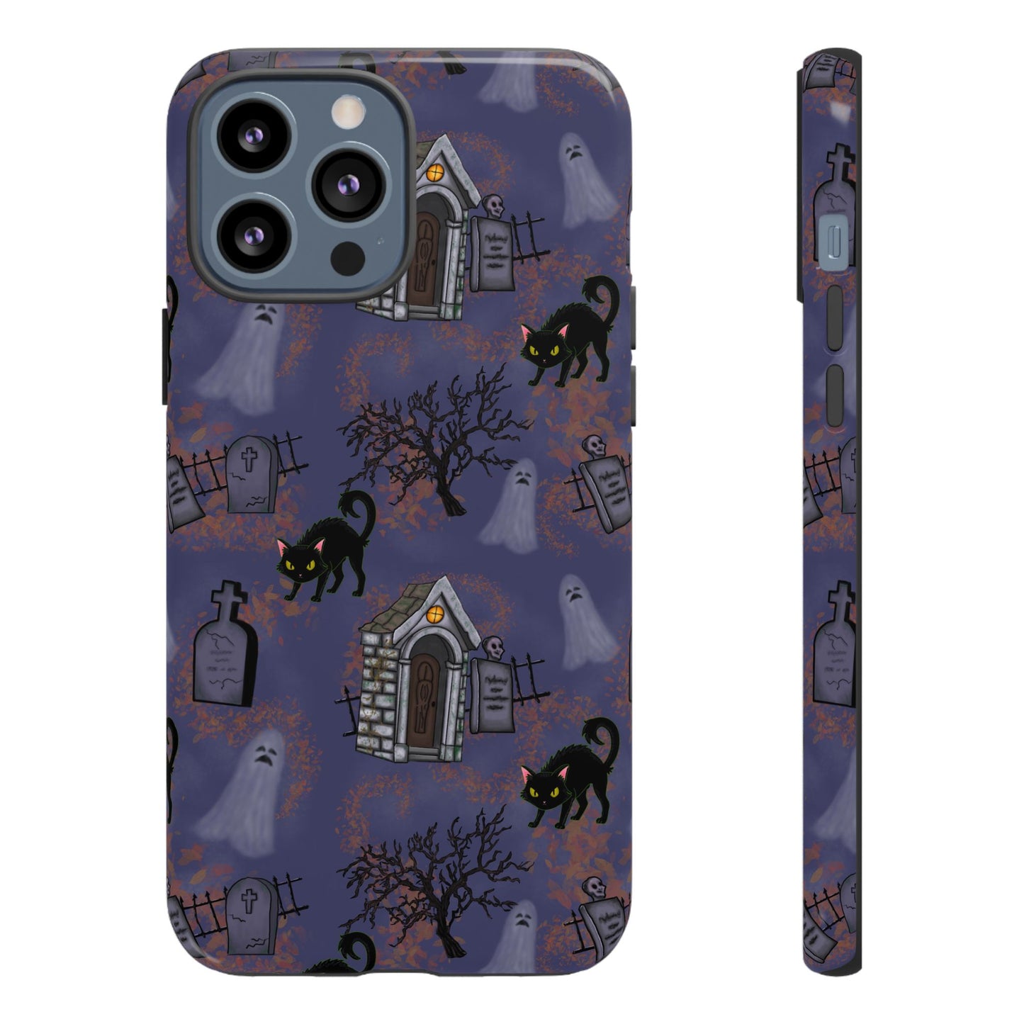 Halloween Phone Case, Spooky Cat Design, Tough Phone Cover, Gift for Cat Lovers, Fall Decor, Halloween Accessories