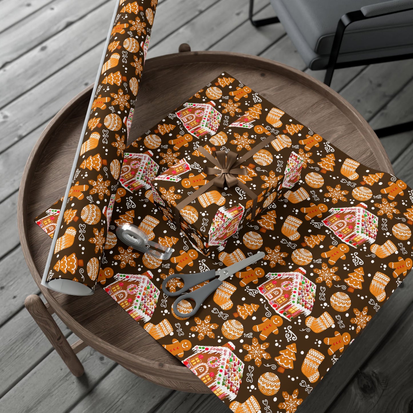 Gingerbread House Holiday Gift Wrap Paper