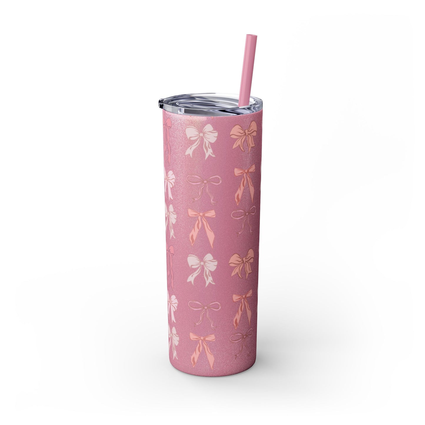 Cute Bow Pattern Skinny Tumbler, 20oz Travel Mug, Gift for Her, Bridesmaid Gift, Bachelorette Party Favor, Hydration Cup