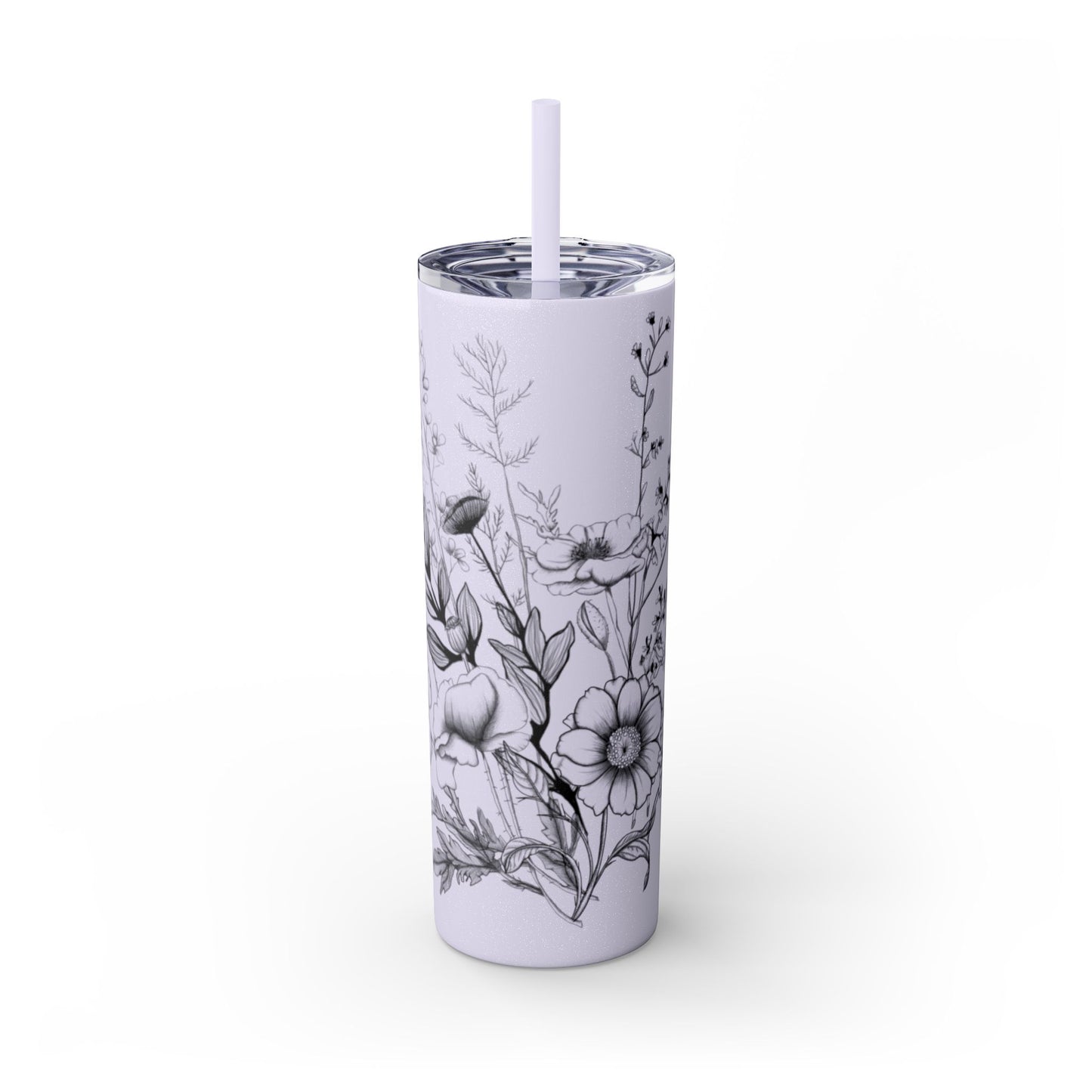 Floral Skinny Tumbler, Elegant Flower Design Drinkware, Perfect for Weddings, Gifts, or Everyday Use