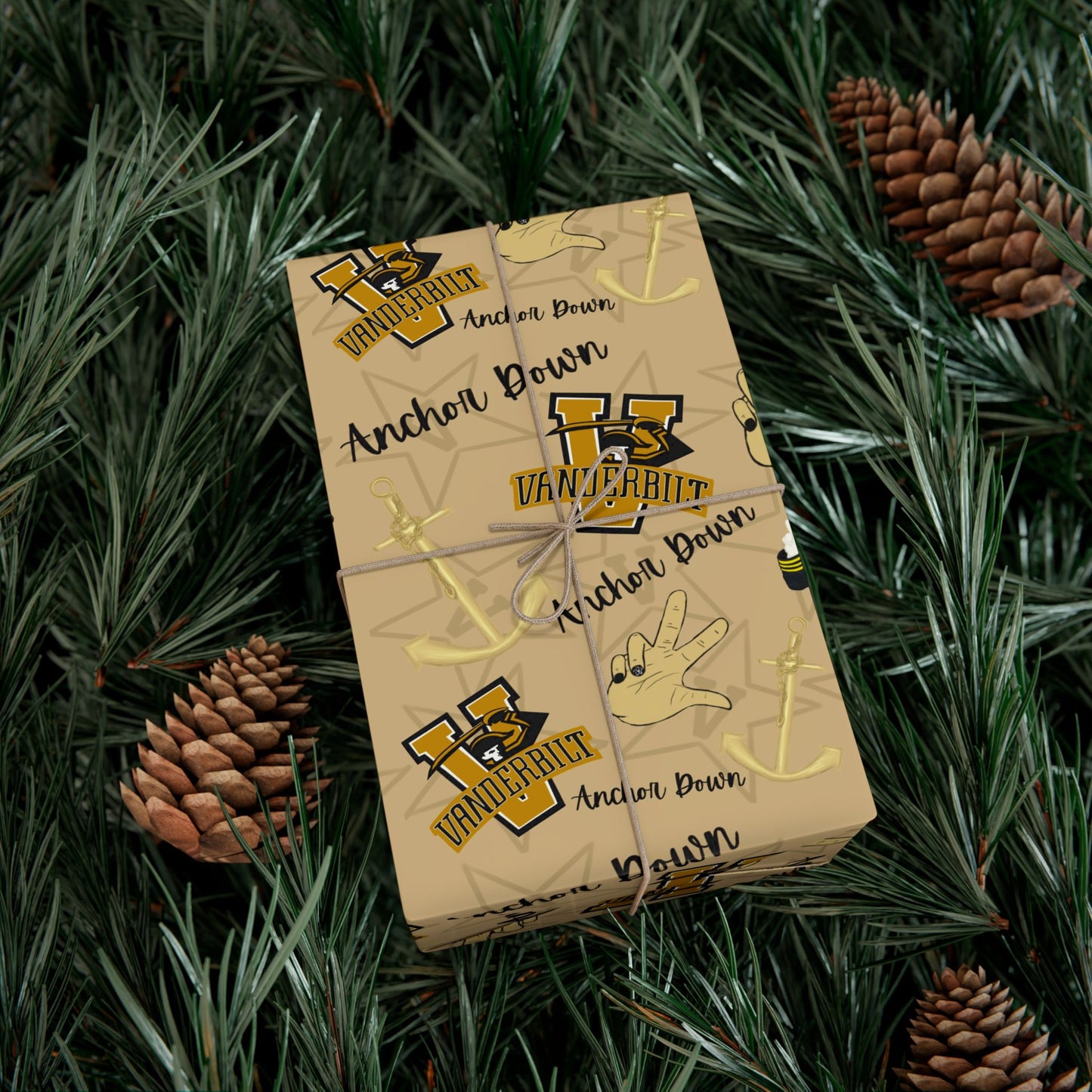 Vanderbilt Pattern Gift Wrap Paper — Personalized College Mascot Wrapping Sheets