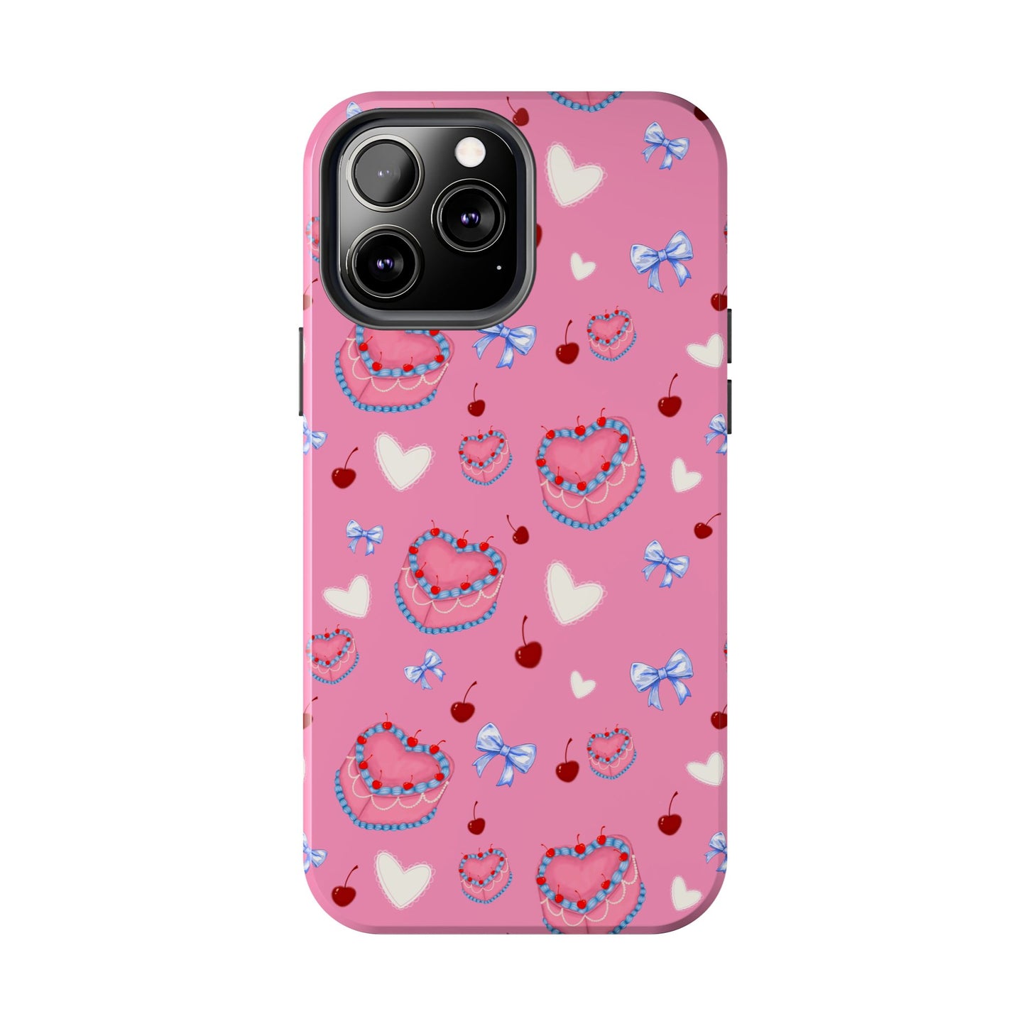 Hearts and Cake Patterned Phone Cases with Bow and Cherry Designs, Durable Phone Cover, Trendy Gift for Teens, Stylish Accessory, Perfect for [...]