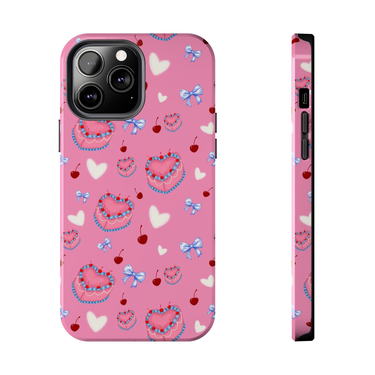 Hearts and Cake Patterned Phone Cases with Bow and Cherry Designs, Durable Phone Cover, Trendy Gift for Teens, Stylish Accessory, Perfect for [...]