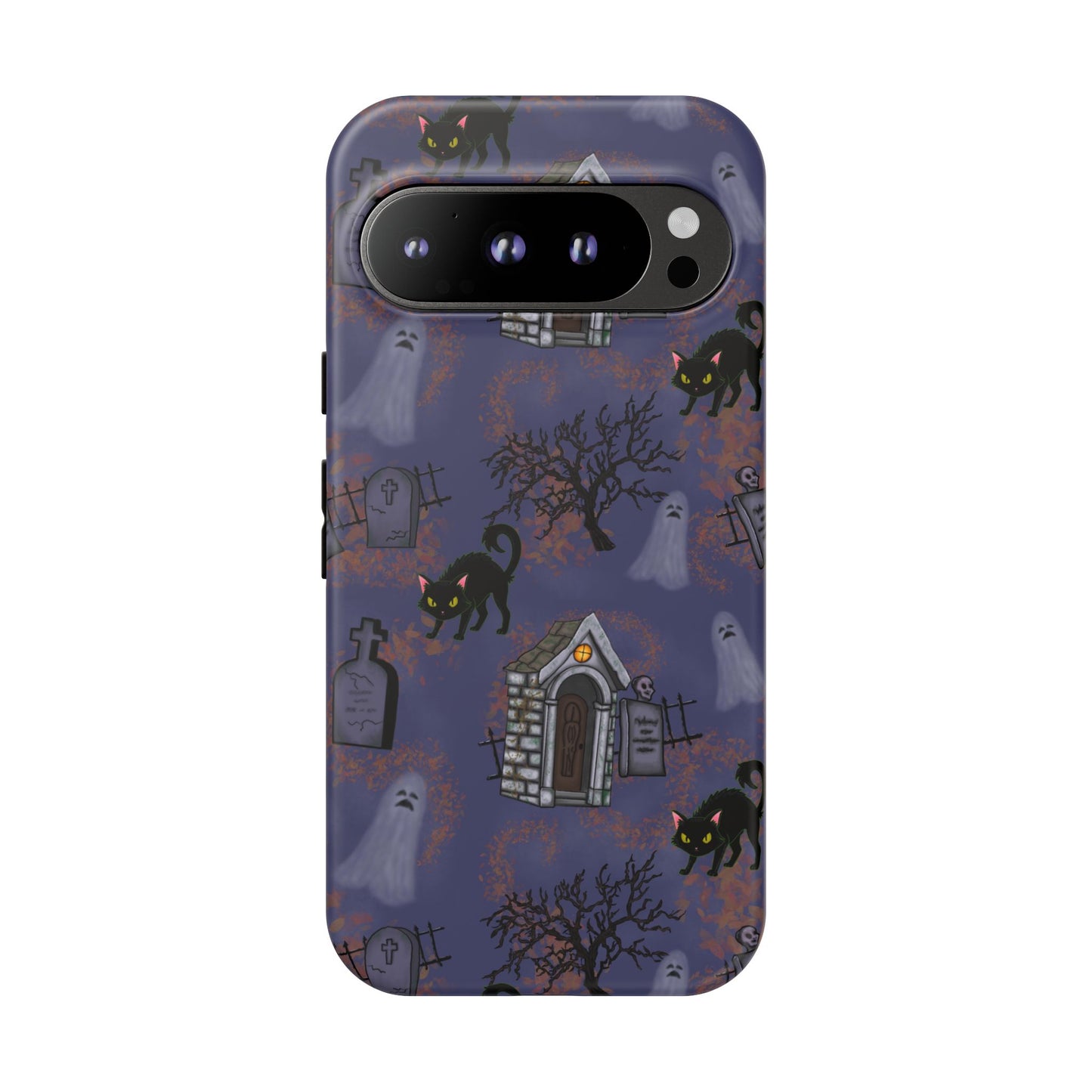 Halloween Phone Case, Spooky Cat Design, Tough Phone Cover, Gift for Cat Lovers, Fall Decor, Halloween Accessories