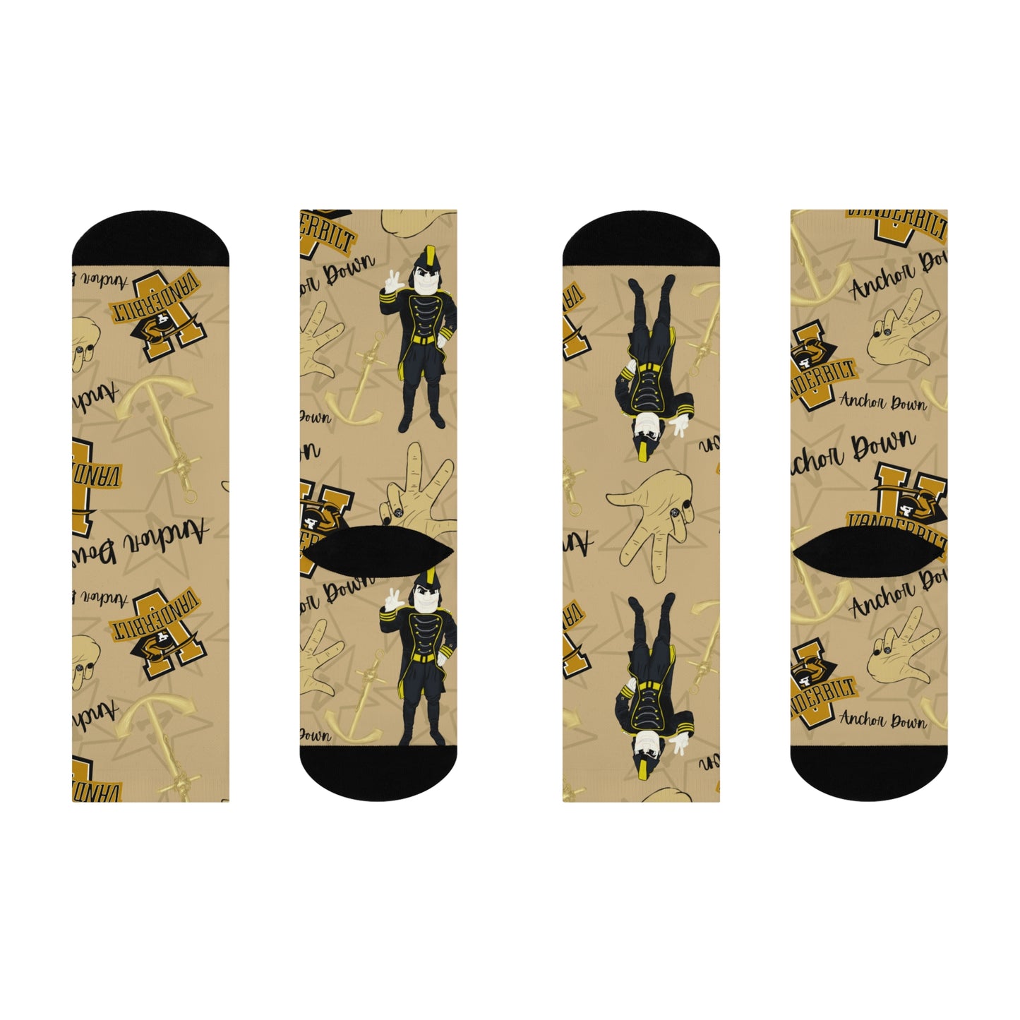 Vanderbilt University Cushioned Crew Socks, Cozy Fun Socks, College Spirit Gear, Casual Footwear, Unique Gift for Students