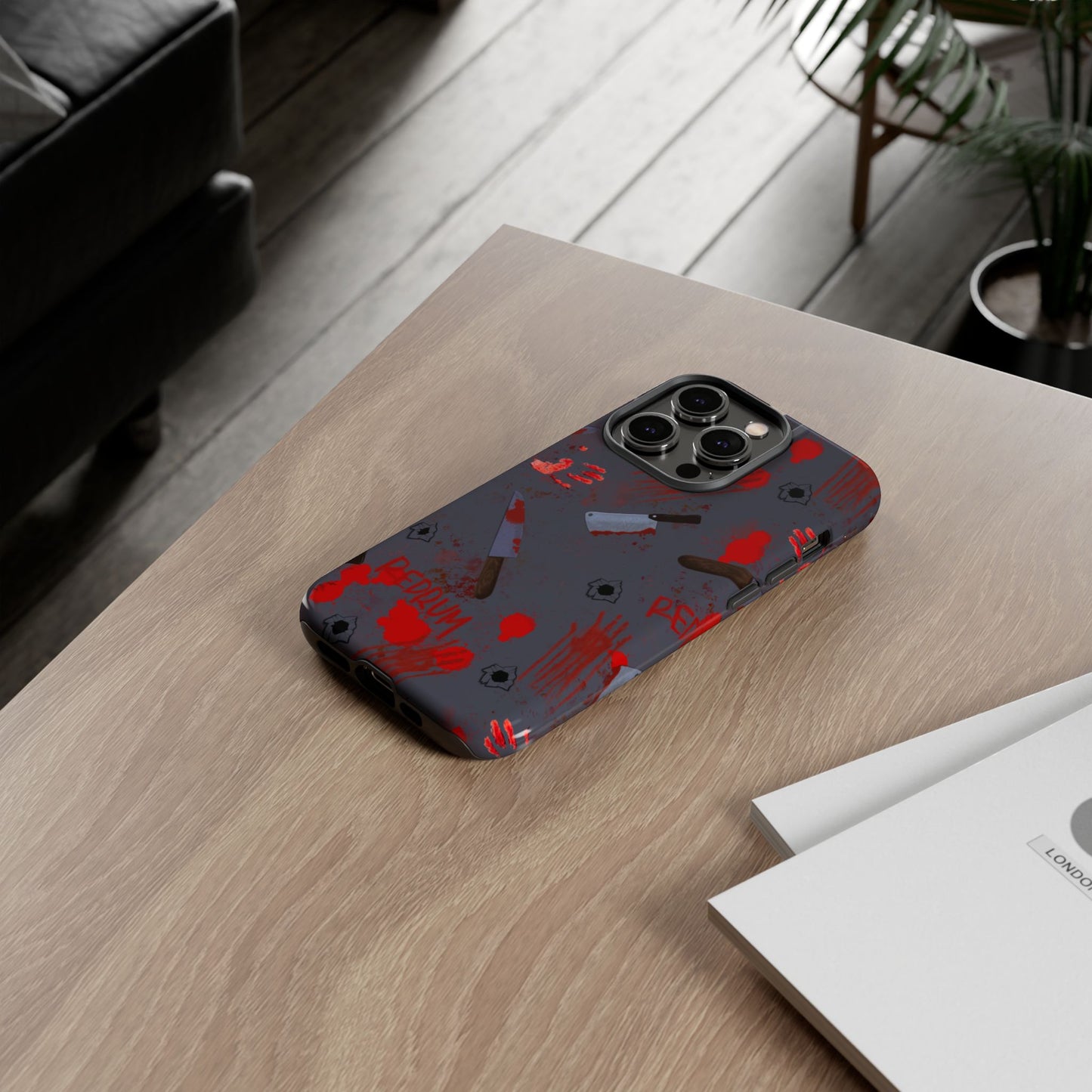 Blood Splatter Phone Case, Tough Case for Horror Fans, Halloween Accessory, Unique Gift for Gamers, Spooky Phone Cover