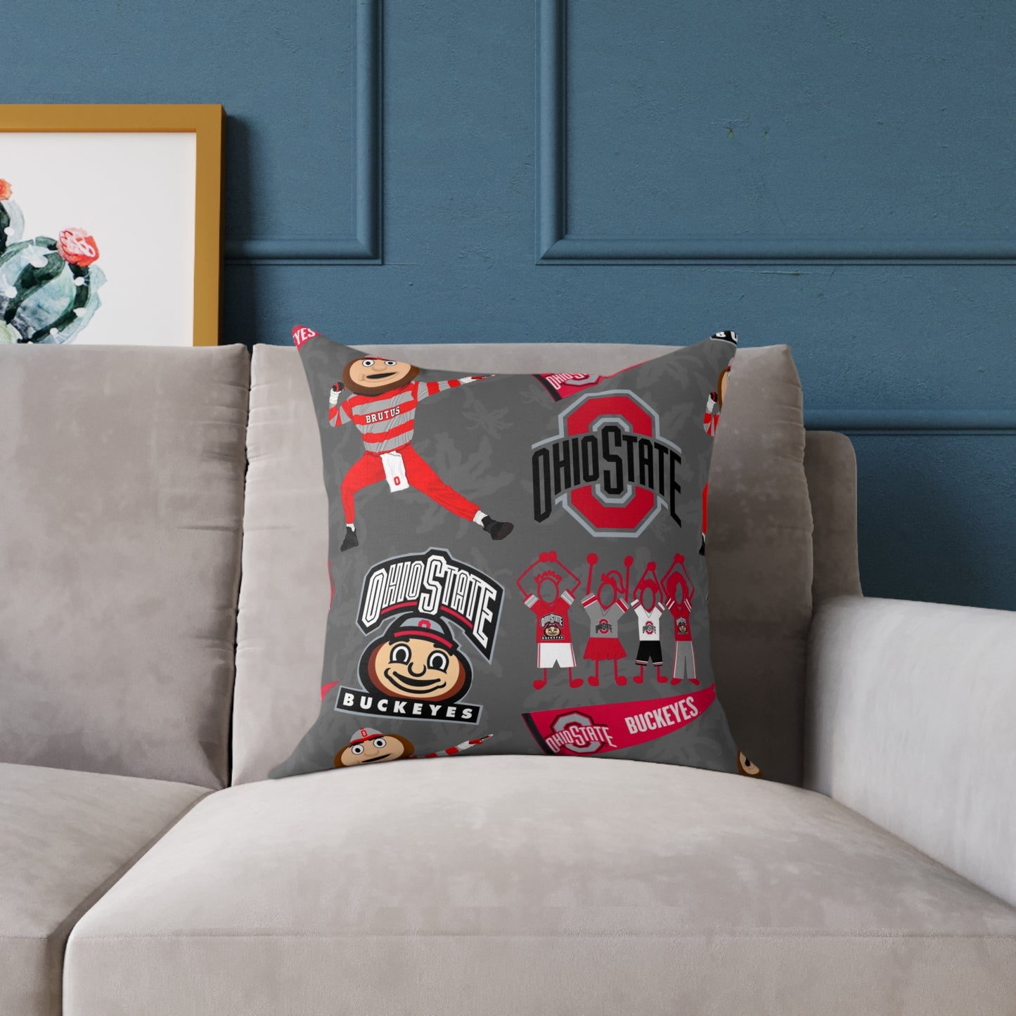Ohio State Buckeyes Square Poly Canvas Pillow, Sports Fan Decor, College Football Pillow, Team Spirit Cushion, Gift for Student or Alumni
