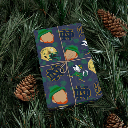 Notre Dame Fighting Irish Gift Wrap Paper – College Football Themed Wrapping Sheets