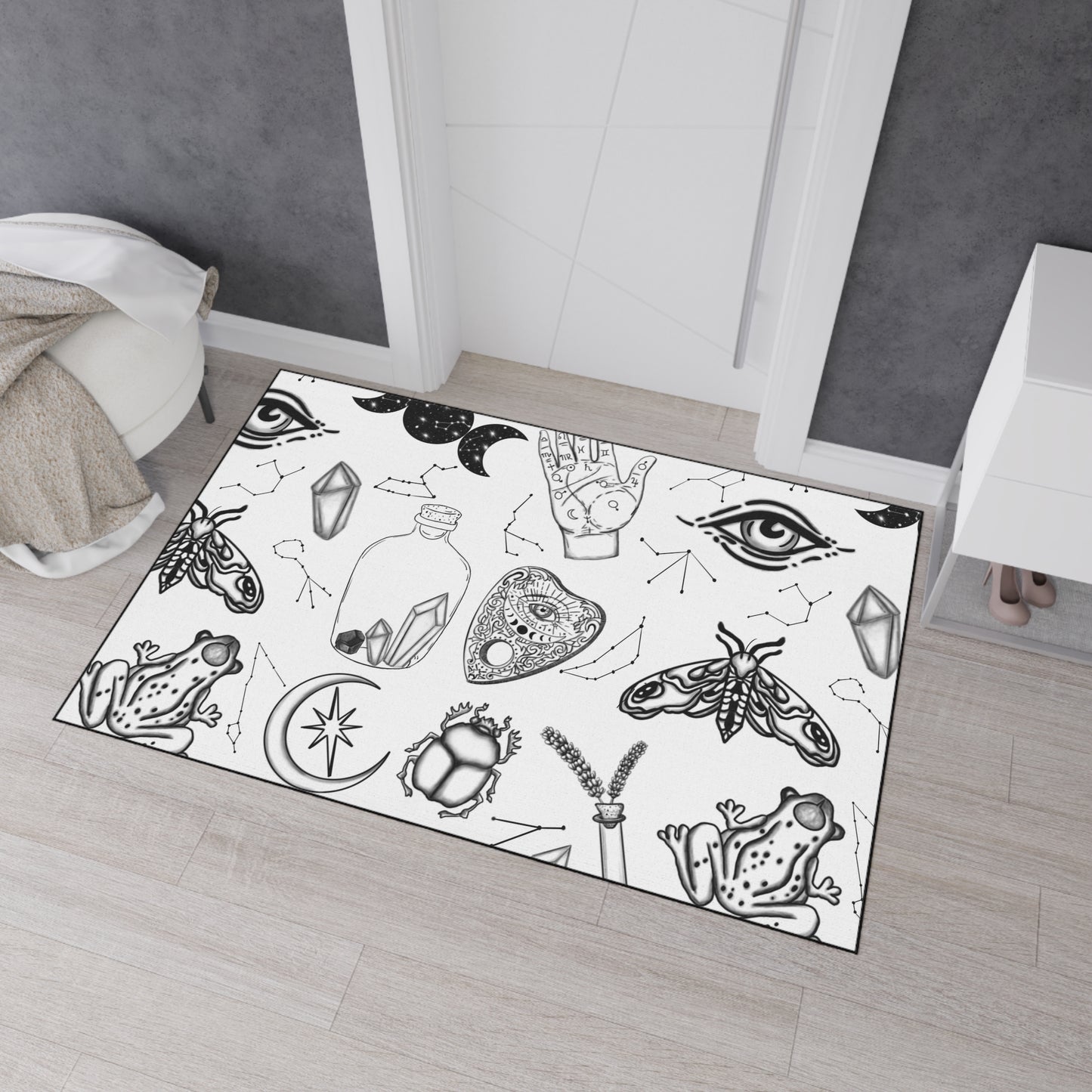Witchy Mystical Floor Mat with Mystical Design, Rug for Yoga & Meditation, Heavy Duty Doormat, Gift for Spirituality Lovers, Home Decor