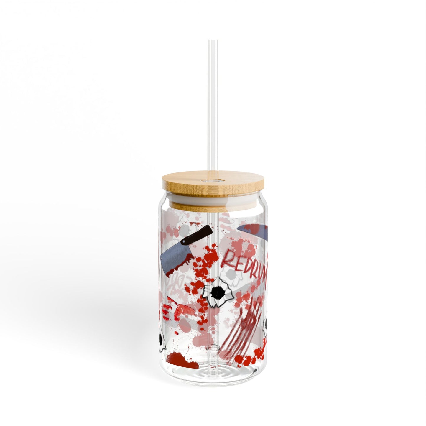 Blood Splatter Sipper Glass, 16oz | Perfect for Halloween, Parties, Gifting & Decor, Unique Drinkware, Decorative Jar