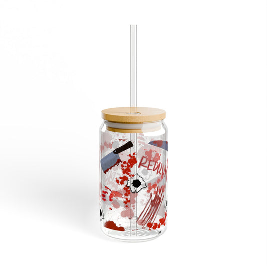 Blood Splatter Sipper Glass, 16oz | Perfect for Halloween, Parties, Gifting & Decor, Unique Drinkware, Decorative Jar