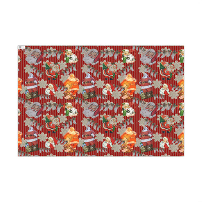 Vintage Santa Red Christmas Gift Wrap Paper — Retro Holiday Wrapping Sheets