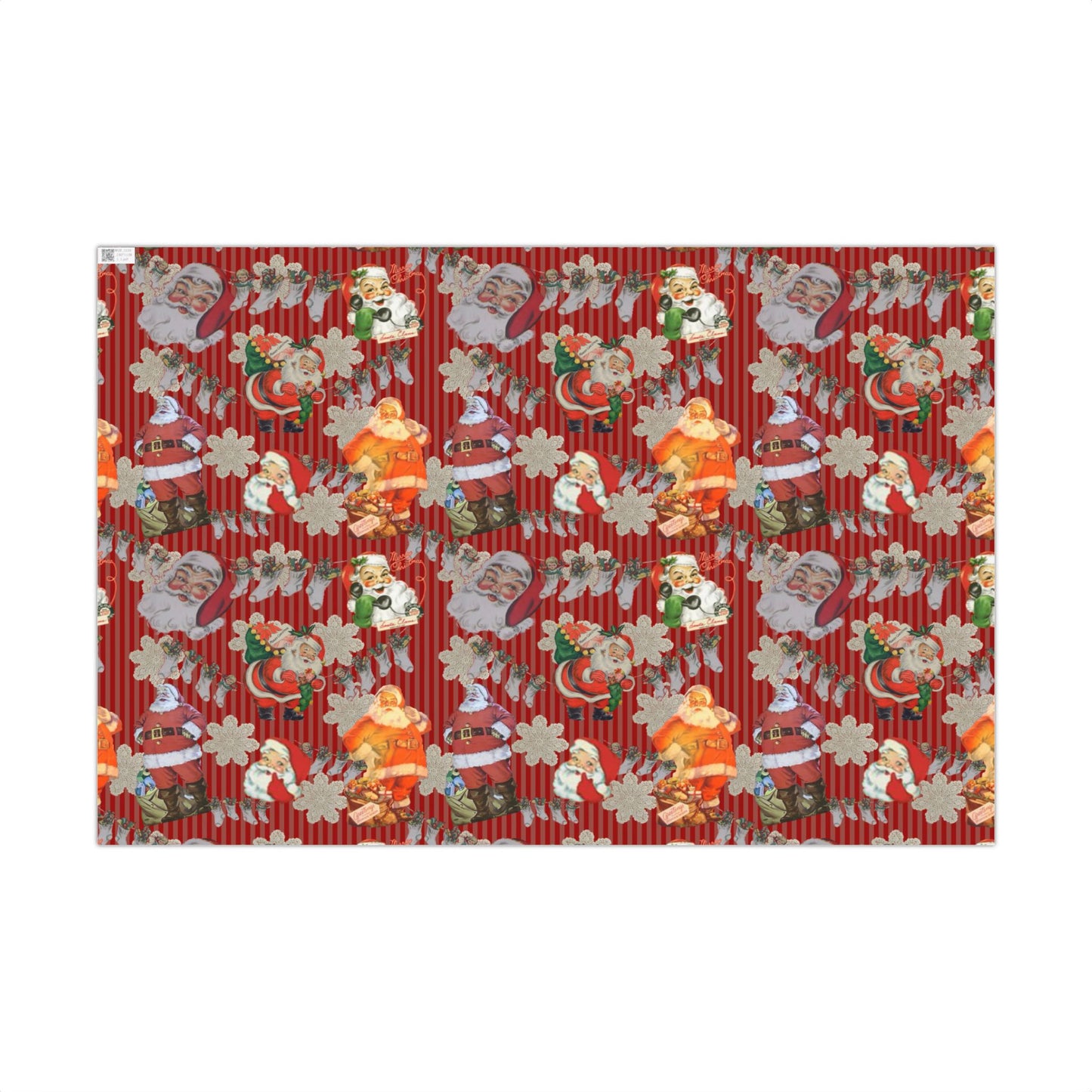Vintage Santa Red Christmas Gift Wrap Paper — Retro Holiday Wrapping Sheets