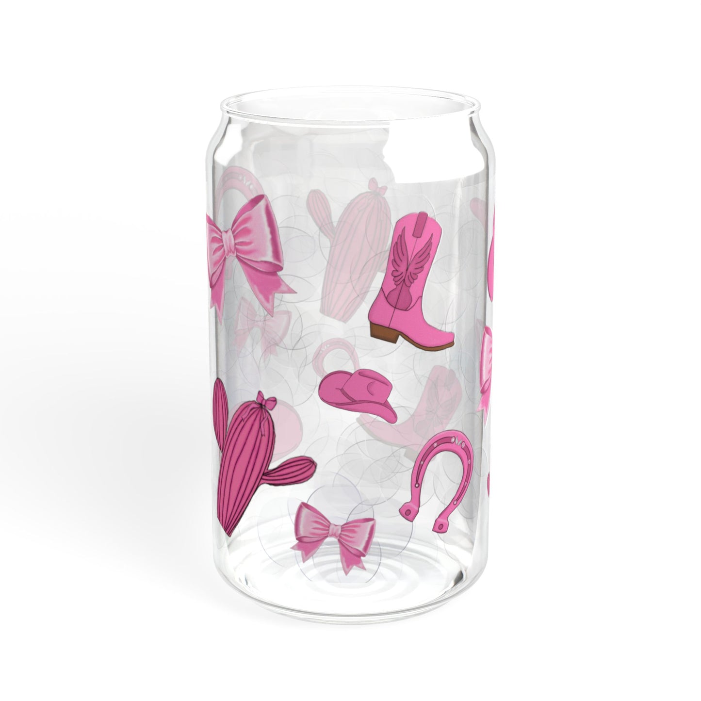 Cowgirl Sipper Glass - 16oz, Fun Drinkware for Parties, Unique Home Decor, Gift for Kids, Pink Design, Eco-Friendly Straw