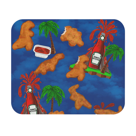 Funny Chicken Nugget Mouse Pad with Ketchup, Foodie Desk Accessory, Quirky Gift for Gamers, Unique Office Decor, Fast Food Lover's Gift