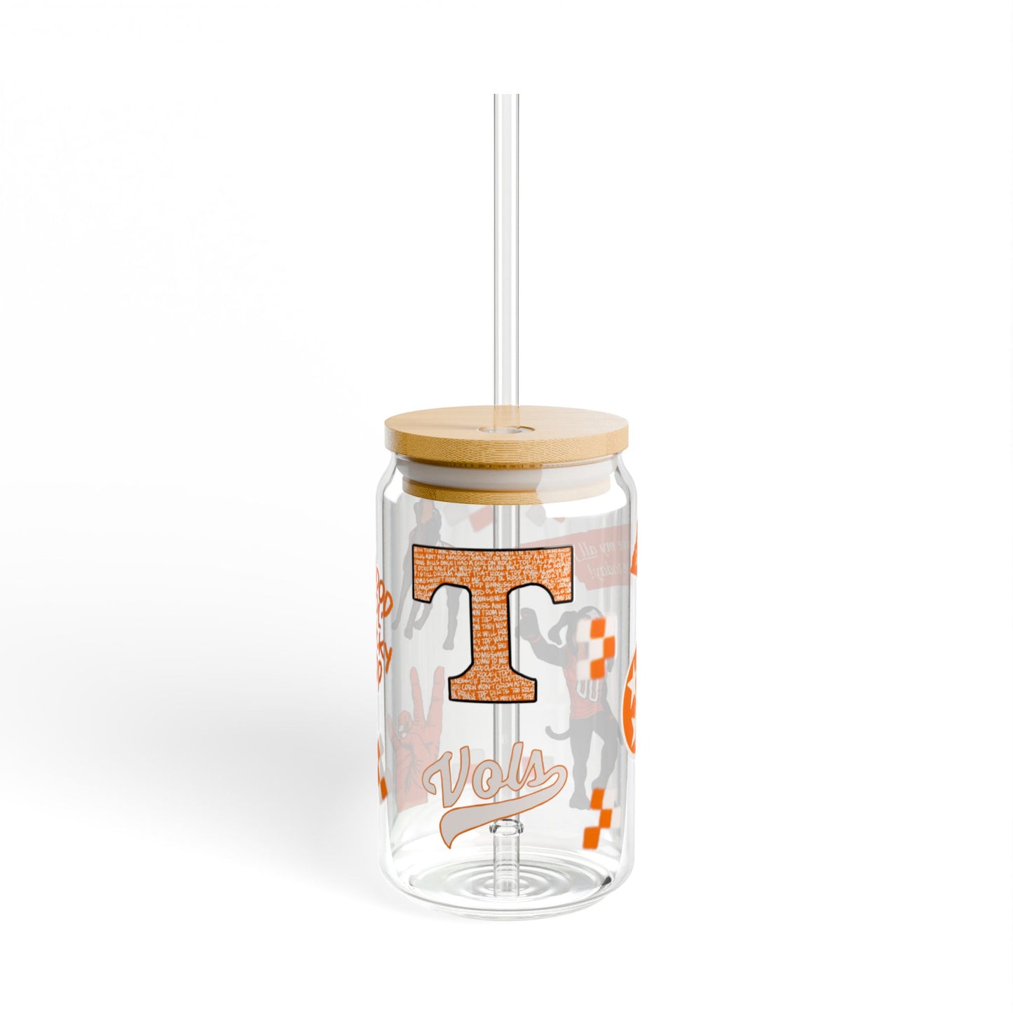 Tennessee Sipper Glass, 16oz | Cute Drinking Jar with Straw | College Fan Gift | Fall Football Season Decor | Unique Party Cup