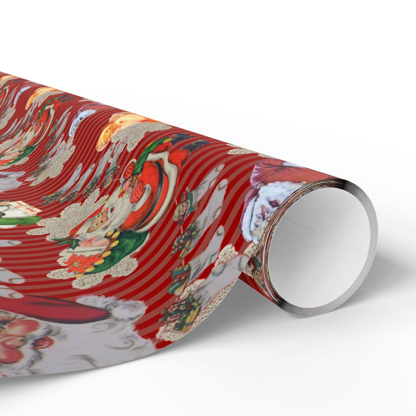 Vintage Santa & Ornaments Christmas Wrapping Paper Roll