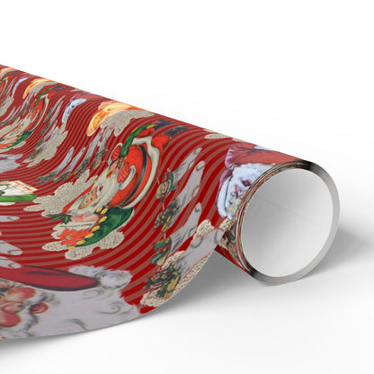 Vintage Santa & Ornaments Christmas Wrapping Paper Roll