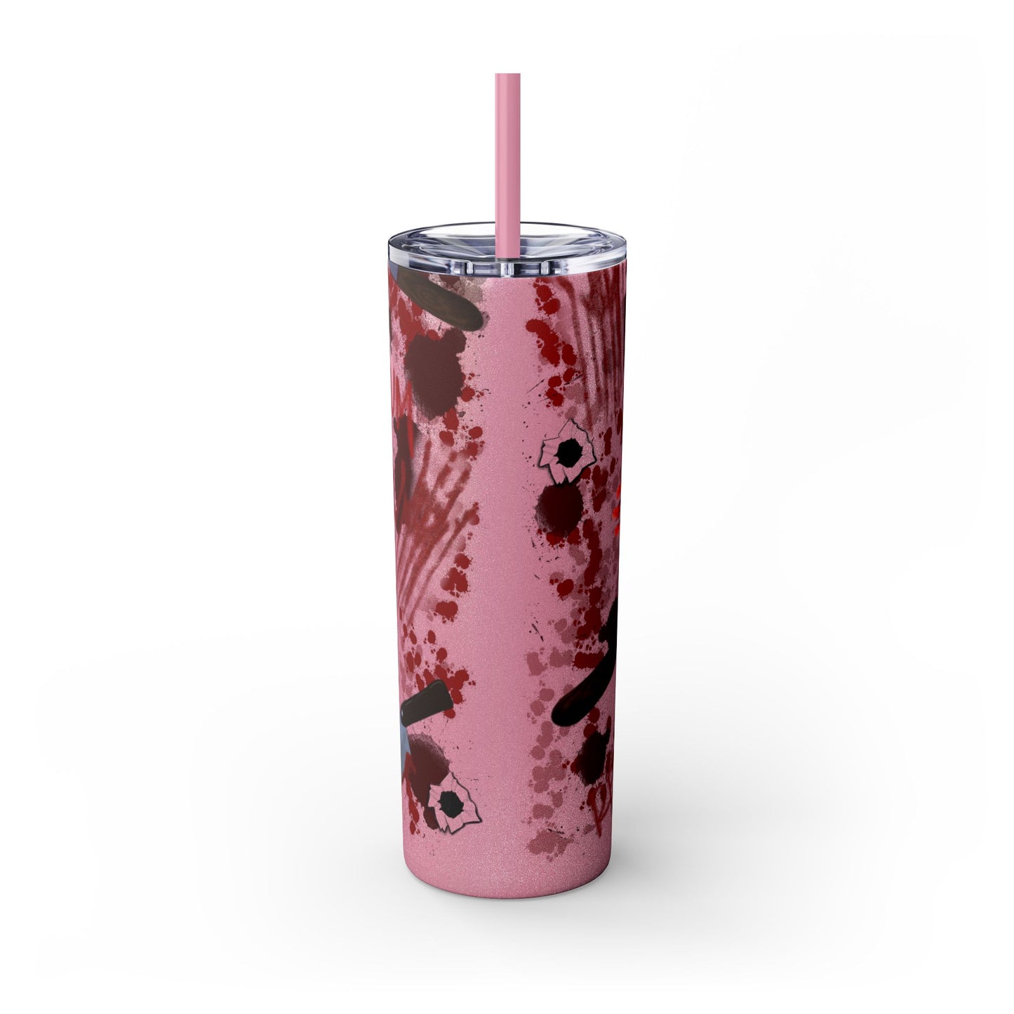 Blood Splatter Print Skinny Tumbler | 20oz Insulated Travel Cup, Unique Gift for Artists, Halloween Decor, Stylish Water Bottle, Revenge Themed