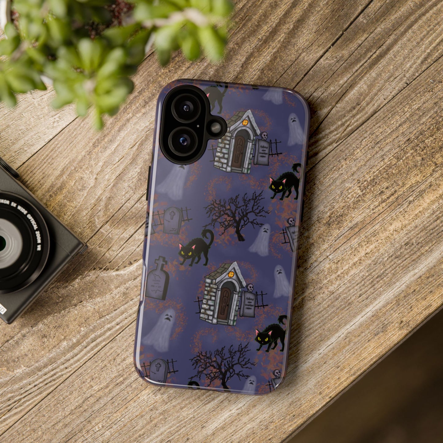 Halloween Phone Case, Spooky Cat Design, Tough Phone Cover, Gift for Cat Lovers, Fall Decor, Halloween Accessories