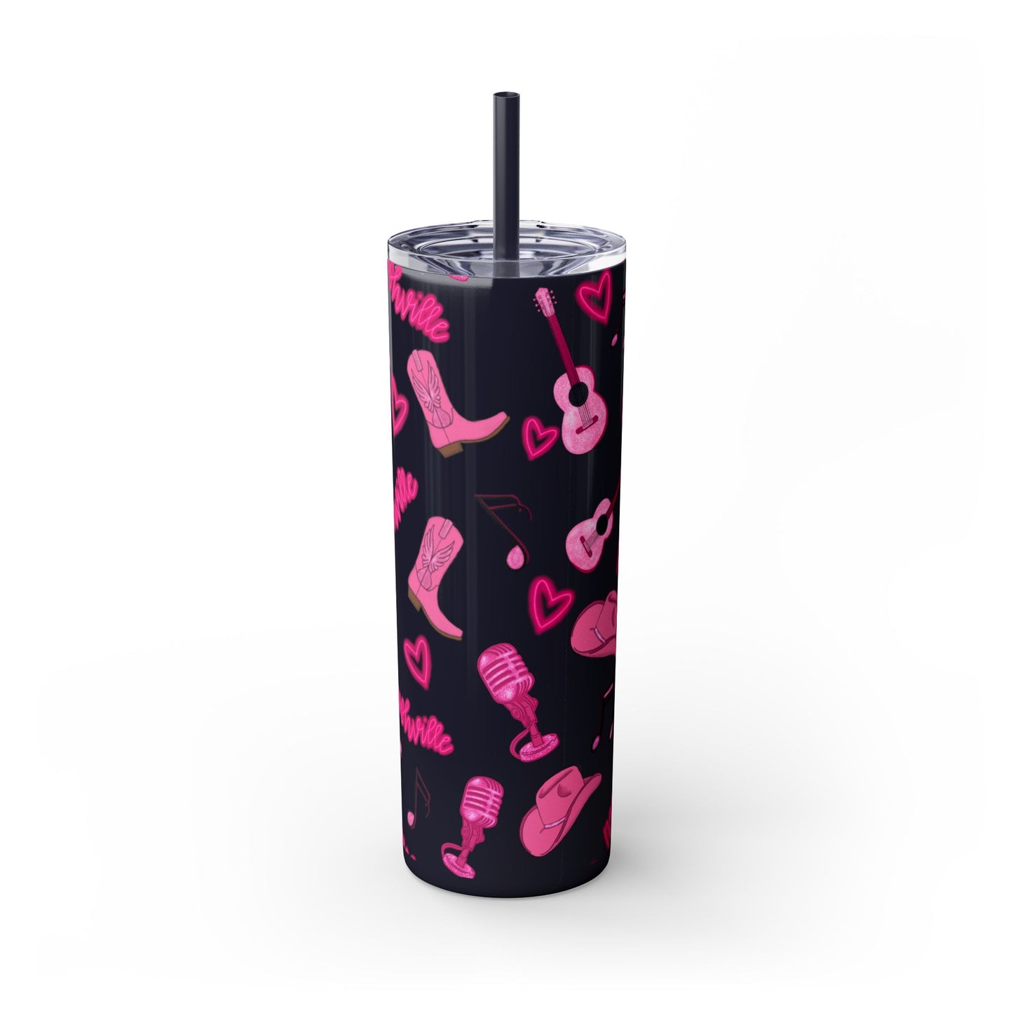 Pink Nashville Themed Skinny Tumbler | 20oz Drink Cup for Concerts, Parties, Gifts, Festivals, or Daily Use