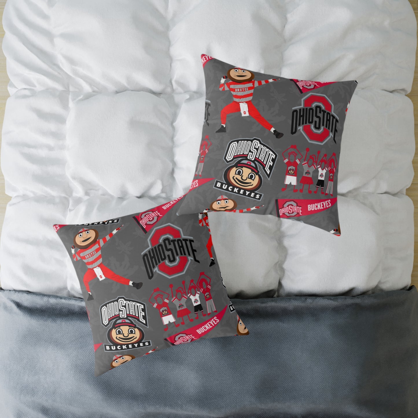 Ohio State Buckeyes Square Poly Canvas Pillow, Sports Fan Decor, College Football Pillow, Team Spirit Cushion, Gift for Student or Alumni