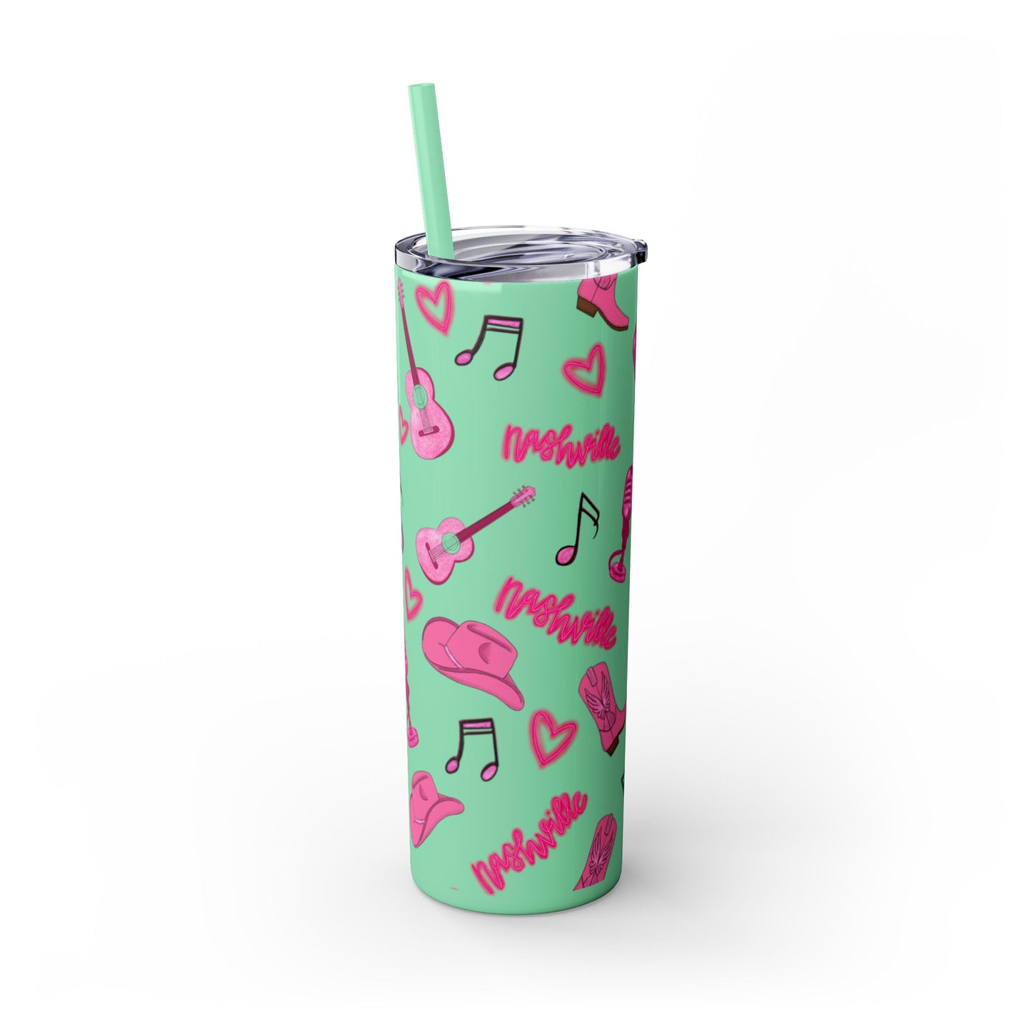 Pink Nashville Themed Skinny Tumbler | 20oz Drink Cup for Concerts, Parties, Gifts, Festivals, or Daily Use