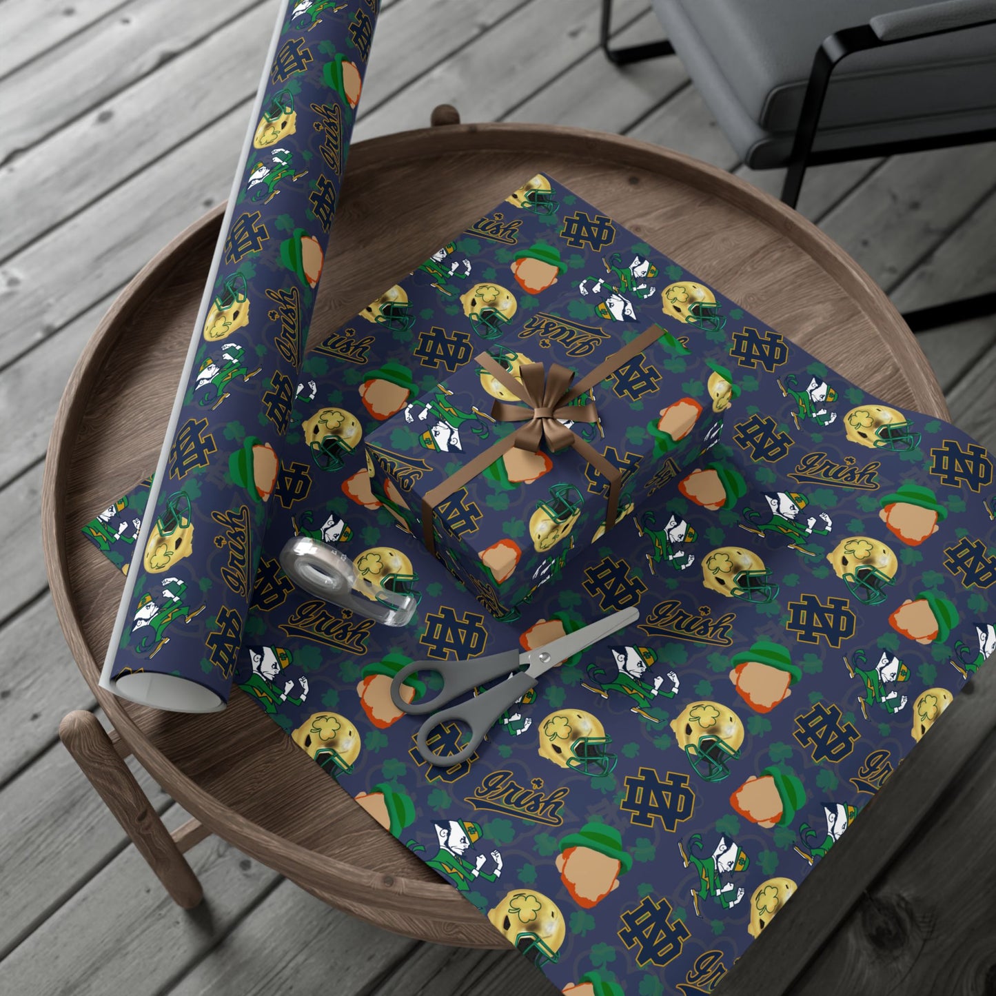 Notre Dame Fighting Irish Gift Wrap Paper – College Football Themed Wrapping Sheets
