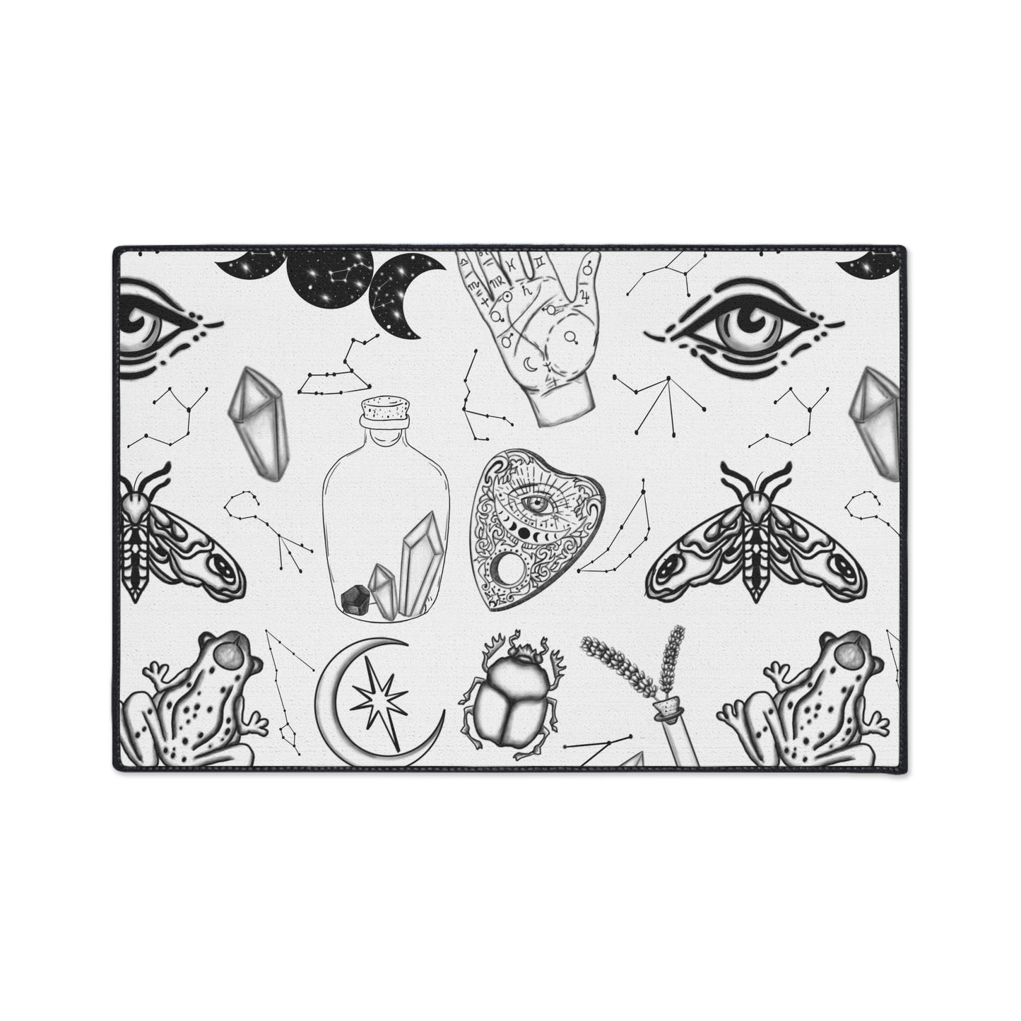 Witchy Mystical Floor Mat with Mystical Design, Rug for Yoga & Meditation, Heavy Duty Doormat, Gift for Spirituality Lovers, Home Decor