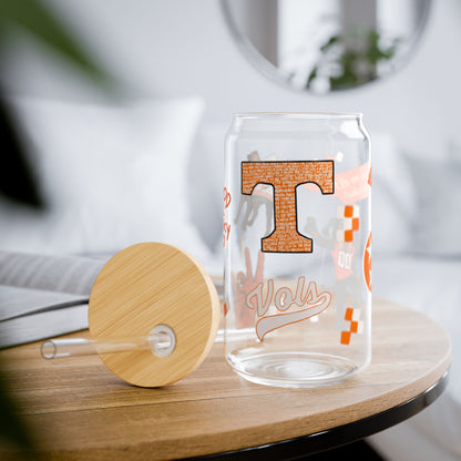 Tennessee Sipper Glass, 16oz | Cute Drinking Jar with Straw | College Fan Gift | Fall Football Season Decor | Unique Party Cup