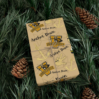 Vanderbilt Pattern Gift Wrap Paper — Personalized College Mascot Wrapping Sheets