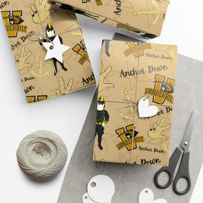 Vanderbilt Pattern Gift Wrap Paper — Personalized College Mascot Wrapping Sheets