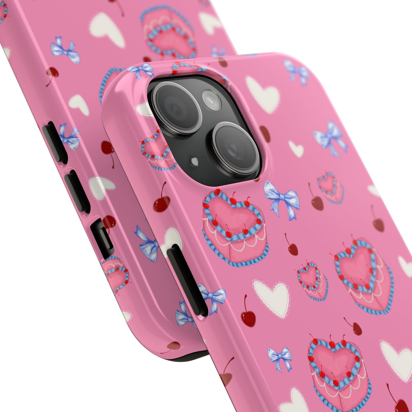 Hearts and Cake Patterned Phone Cases with Bow and Cherry Designs, Durable Phone Cover, Trendy Gift for Teens, Stylish Accessory, Perfect for [...]